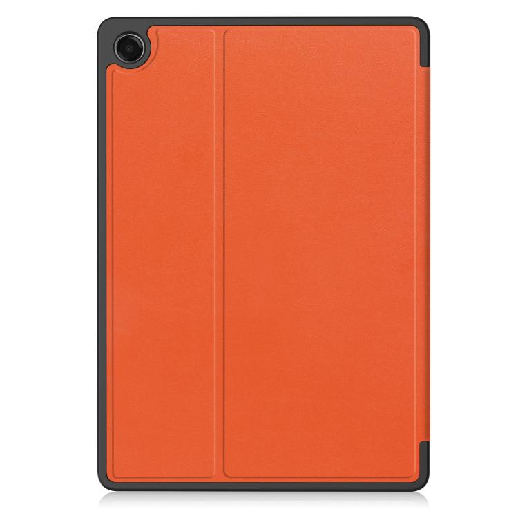 For Samsung Galaxy Tab A11+ Twill Fabric Vegan Leather Smart Tablet Case with Pen Tray & Holder