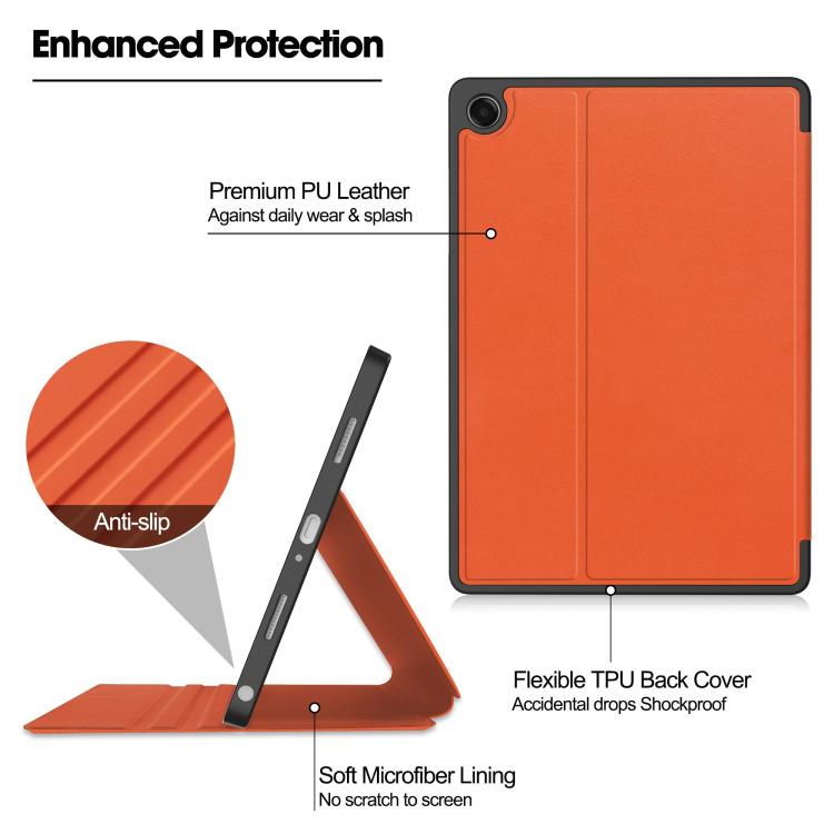 For Samsung Galaxy Tab A11+ Twill Fabric Vegan Leather Smart Tablet Case with Pen Tray & Holder