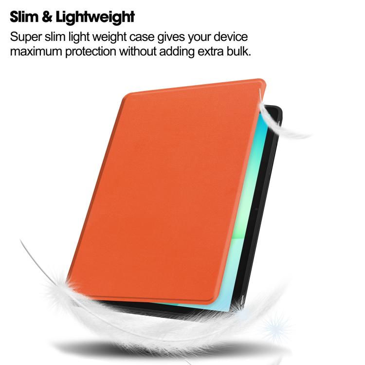 For Samsung Galaxy Tab A11+ Twill Fabric Vegan Leather Smart Tablet Case with Pen Tray & Holder