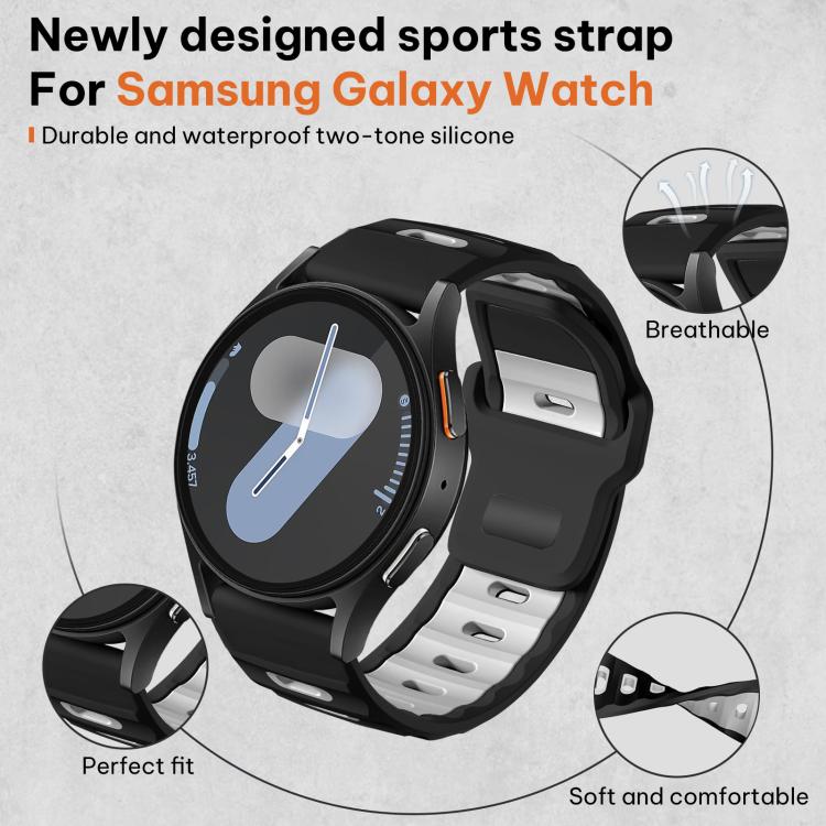 For Samsung Galaxy Watch7 / FE / 6 / 5 / 4 xDfind Flat-head Dual-color Silicone Watch Band
