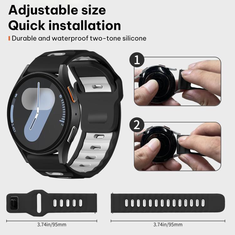 For Samsung Galaxy Watch7 / FE / 6 / 5 / 4 xDfind Flat-head Dual-color Silicone Watch Band