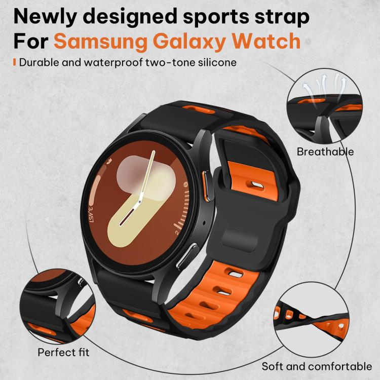 For Samsung Galaxy Watch7 / FE / 6 / 5 / 4 xDfind Flat-head Dual-color Silicone Watch Band