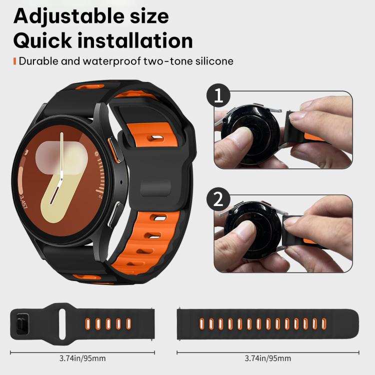 For Samsung Galaxy Watch7 / FE / 6 / 5 / 4 xDfind Flat-head Dual-color Silicone Watch Band