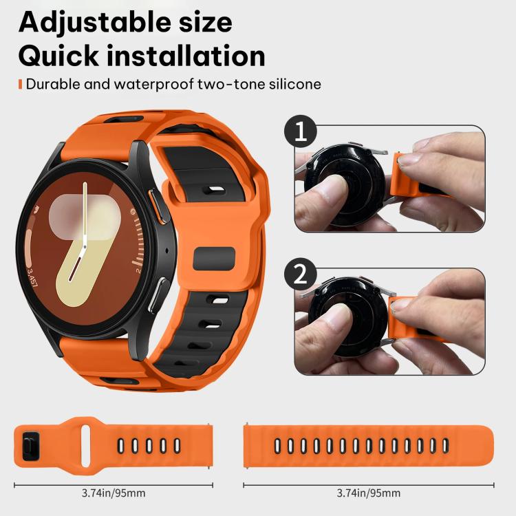 For Samsung Galaxy Watch7 / FE / 6 / 5 / 4 xDfind Flat-head Dual-color Silicone Watch Band