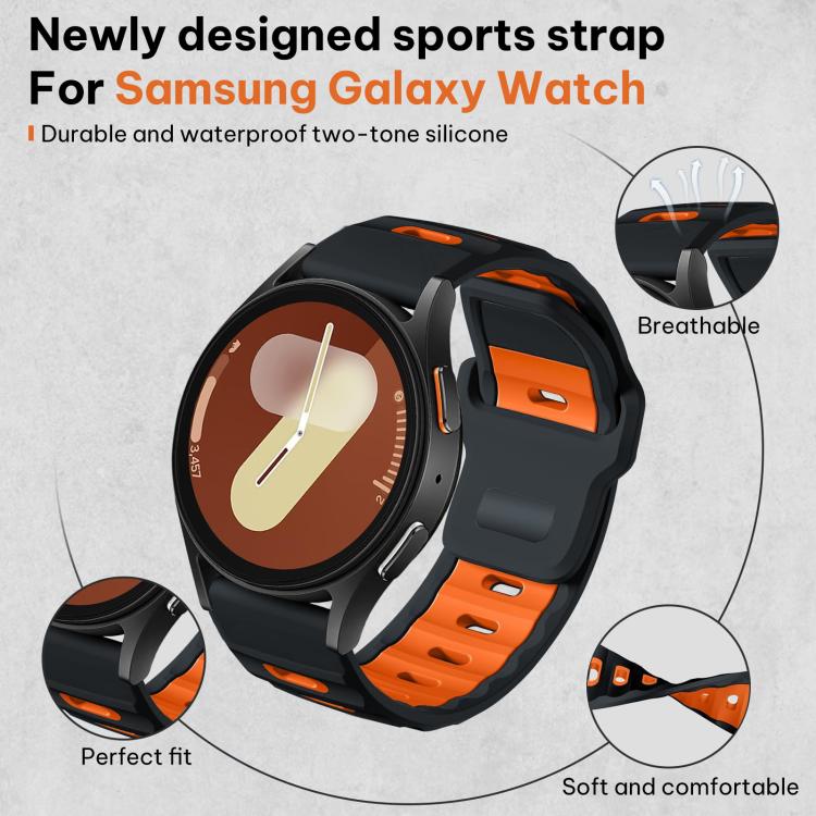 For Samsung Galaxy Watch7 / FE / 6 / 5 / 4 xDfind Flat-head Dual-color Silicone Watch Band