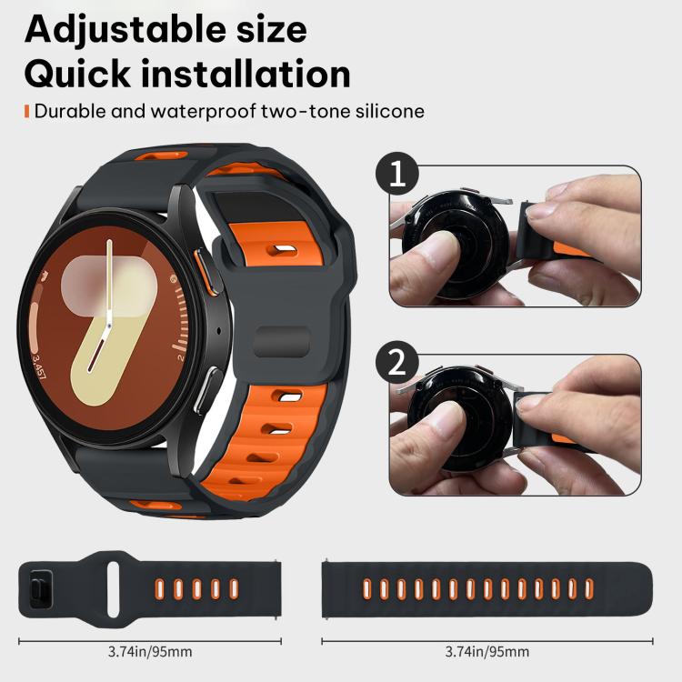 For Samsung Galaxy Watch7 / FE / 6 / 5 / 4 xDfind Flat-head Dual-color Silicone Watch Band
