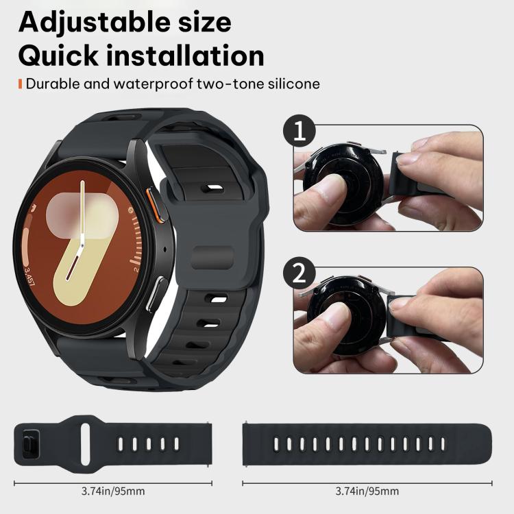 For Samsung Galaxy Watch7 / FE / 6 / 5 / 4 xDfind Flat-head Dual-color Silicone Watch Band