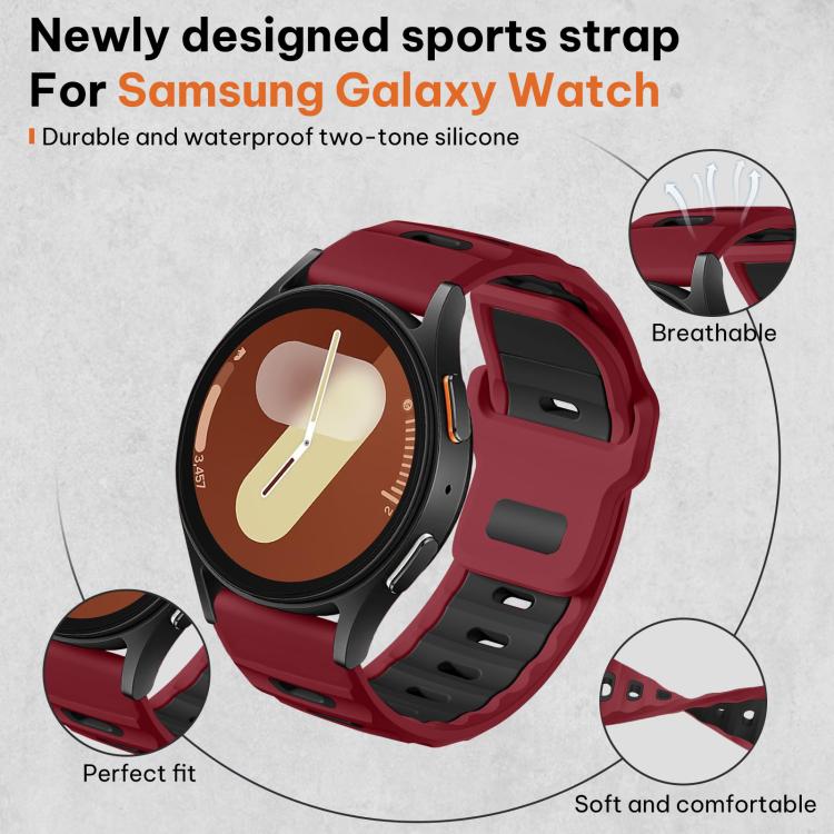 For Samsung Galaxy Watch7 / FE / 6 / 5 / 4 xDfind Flat-head Dual-color Silicone Watch Band