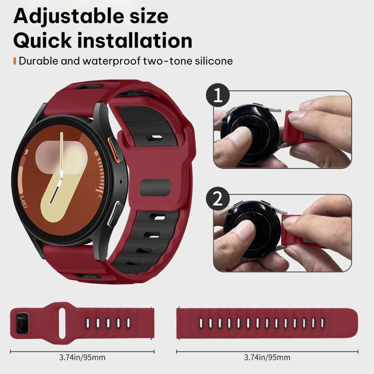 For Samsung Galaxy Watch7 / FE / 6 / 5 / 4 xDfind Flat-head Dual-color Silicone Watch Band