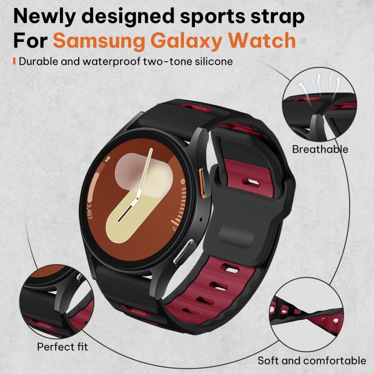 For Samsung Galaxy Watch7 / FE / 6 / 5 / 4 xDfind Flat-head Dual-color Silicone Watch Band
