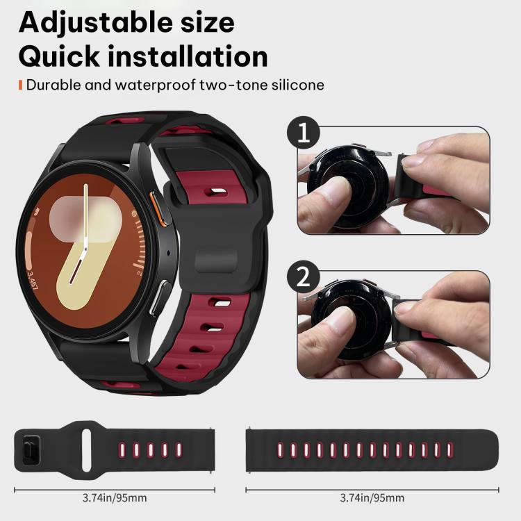 For Samsung Galaxy Watch7 / FE / 6 / 5 / 4 xDfind Flat-head Dual-color Silicone Watch Band