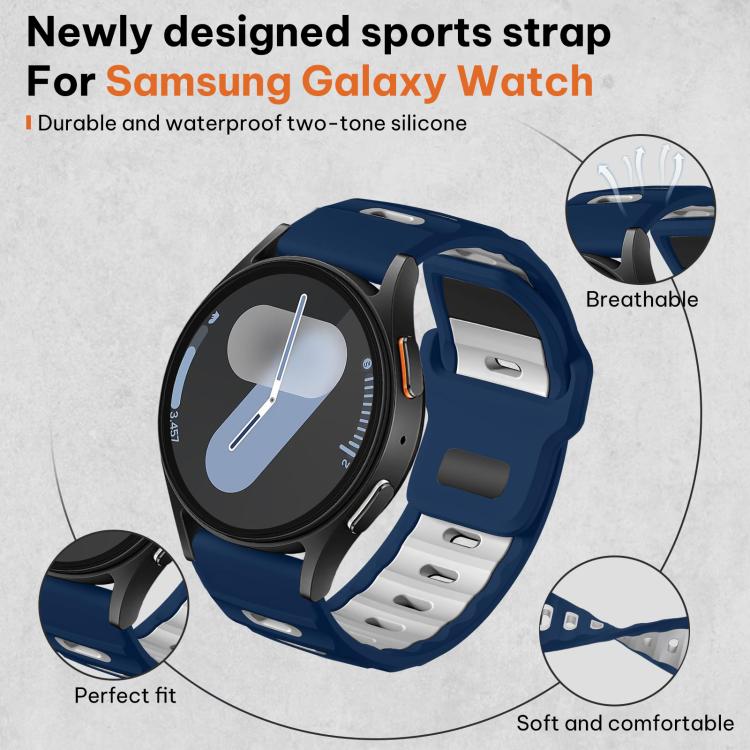 For Samsung Galaxy Watch7 / FE / 6 / 5 / 4 xDfind Flat-head Dual-color Silicone Watch Band
