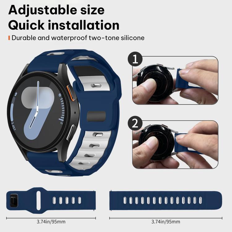 For Samsung Galaxy Watch7 / FE / 6 / 5 / 4 xDfind Flat-head Dual-color Silicone Watch Band