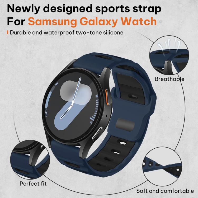 For Samsung Galaxy Watch7 / FE / 6 / 5 / 4 xDfind Flat-head Dual-color Silicone Watch Band