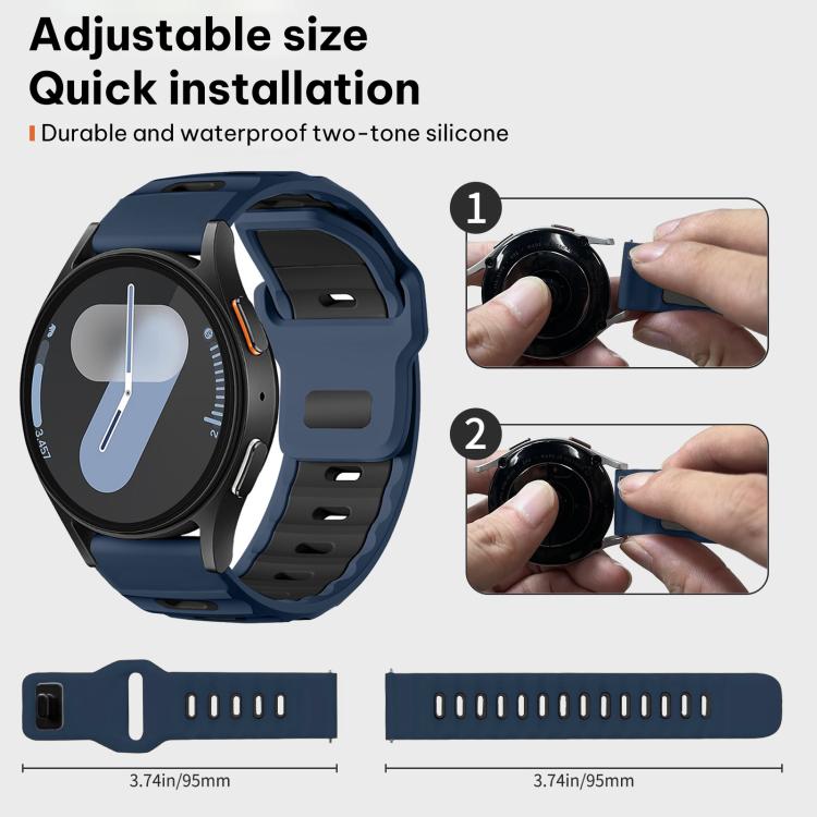 For Samsung Galaxy Watch7 / FE / 6 / 5 / 4 xDfind Flat-head Dual-color Silicone Watch Band