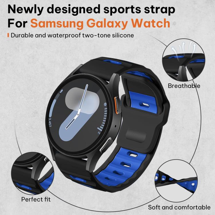 For Samsung Galaxy Watch7 / FE / 6 / 5 / 4 xDfind Flat-head Dual-color Silicone Watch Band