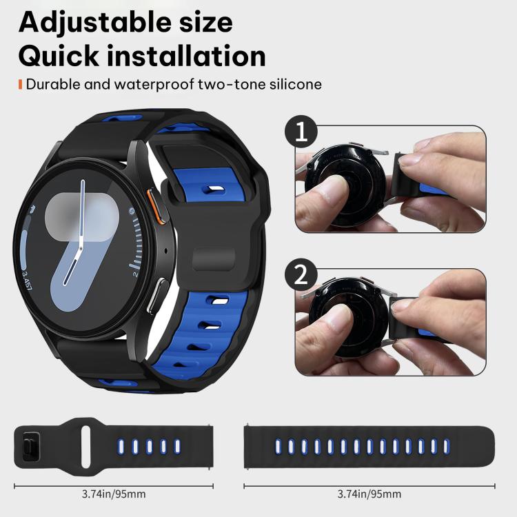 For Samsung Galaxy Watch7 / FE / 6 / 5 / 4 xDfind Flat-head Dual-color Silicone Watch Band