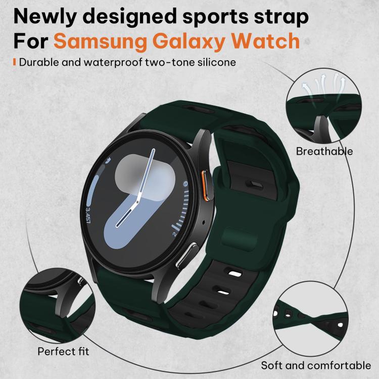 For Samsung Galaxy Watch7 / FE / 6 / 5 / 4 xDfind Flat-head Dual-color Silicone Watch Band