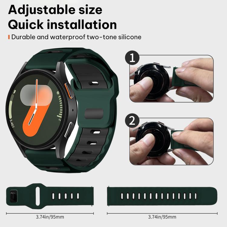 For Samsung Galaxy Watch7 / FE / 6 / 5 / 4 xDfind Flat-head Dual-color Silicone Watch Band
