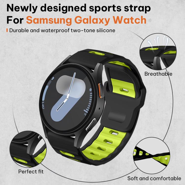 For Samsung Galaxy Watch7 / FE / 6 / 5 / 4 xDfind Flat-head Dual-color Silicone Watch Band
