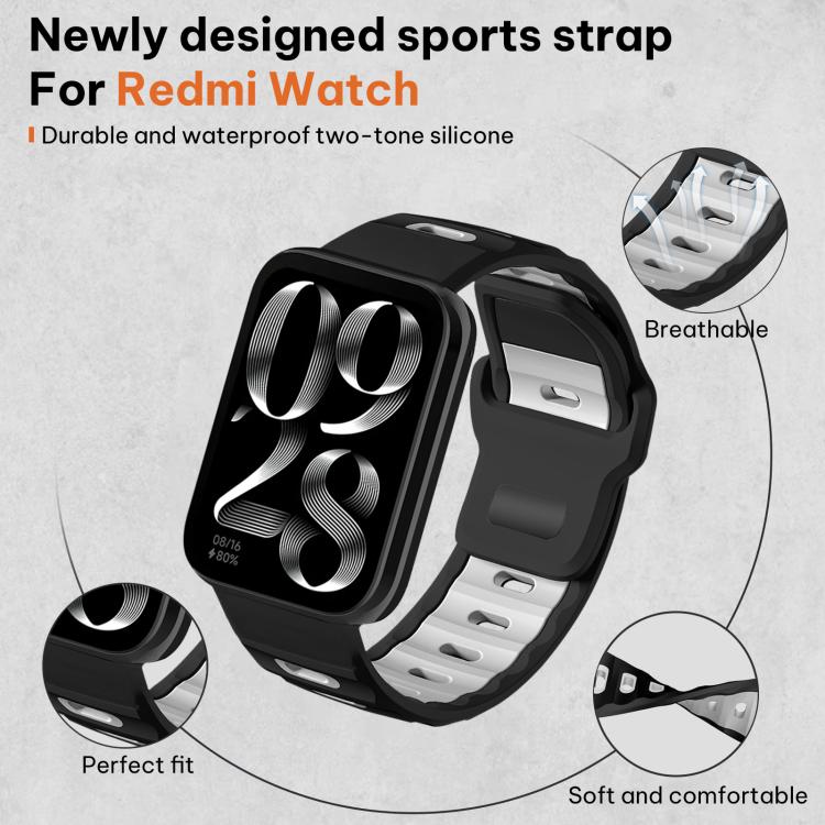For Xiaomi Band 10 Pro / 9 Pro / Redmi Watch 6 xDfind Flat-head Dual-color Silicone Watch Band