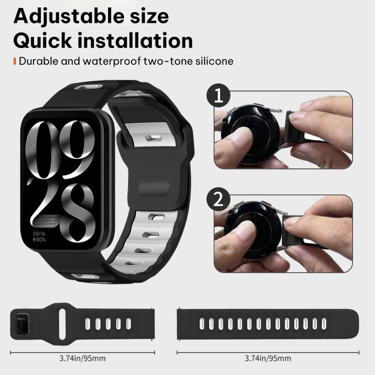 For Xiaomi Band 10 Pro / 9 Pro / Redmi Watch 6 xDfind Flat-head Dual-color Silicone Watch Band