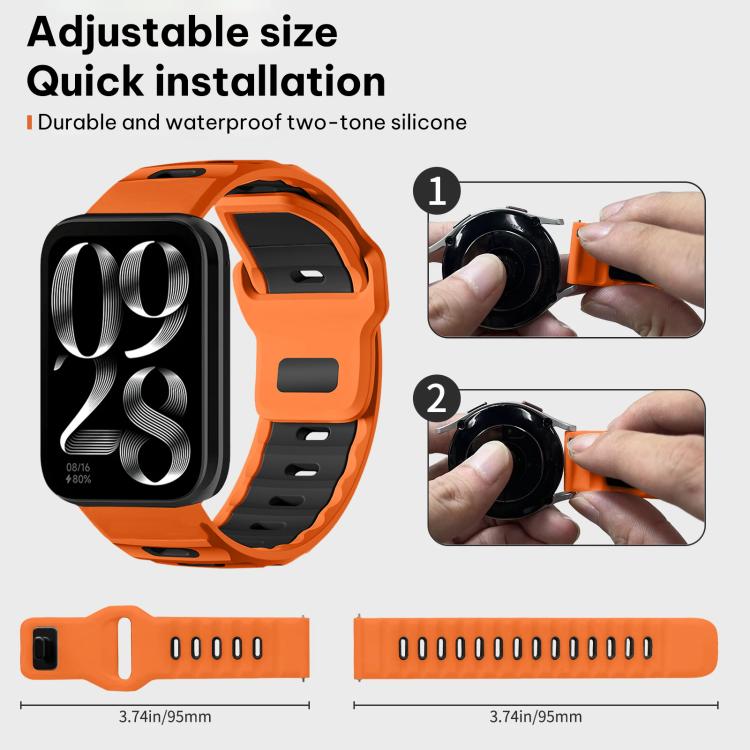 For Xiaomi Band 10 Pro / 9 Pro / Redmi Watch 6 xDfind Flat-head Dual-color Silicone Watch Band