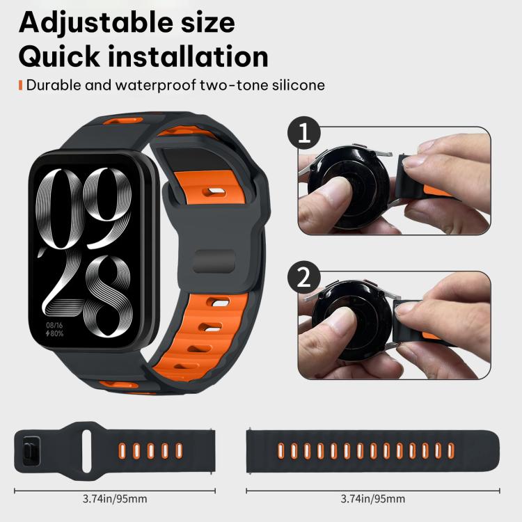 For Xiaomi Band 10 Pro / 9 Pro / Redmi Watch 6 xDfind Flat-head Dual-color Silicone Watch Band