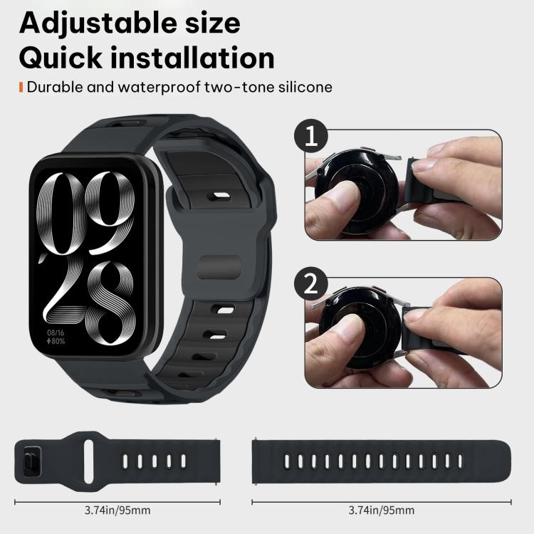 For Xiaomi Band 10 Pro / 9 Pro / Redmi Watch 6 xDfind Flat-head Dual-color Silicone Watch Band