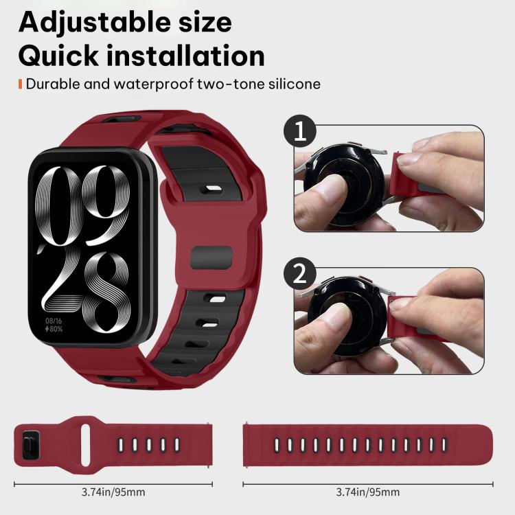 For Xiaomi Band 10 Pro / 9 Pro / Redmi Watch 6 xDfind Flat-head Dual-color Silicone Watch Band