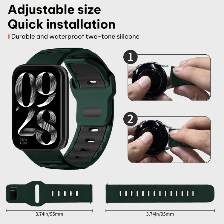 For Xiaomi Band 10 Pro / 9 Pro / Redmi Watch 6 xDfind Flat-head Dual-color Silicone Watch Band