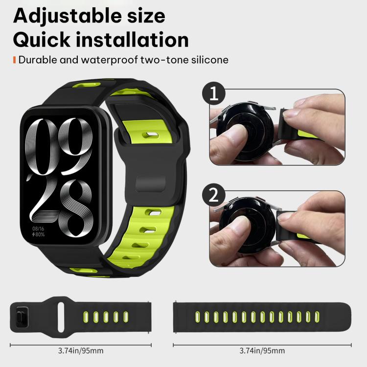 For Xiaomi Band 10 Pro / 9 Pro / Redmi Watch 6 xDfind Flat-head Dual-color Silicone Watch Band