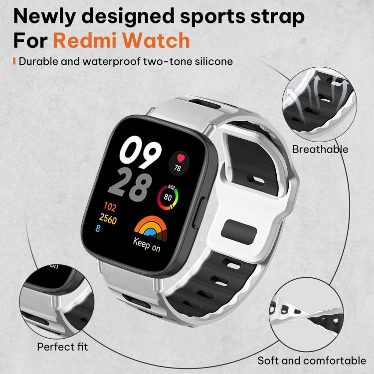 For Redmi Watch 3 xDfind Flat-head Dual-color Silicone Watch Band