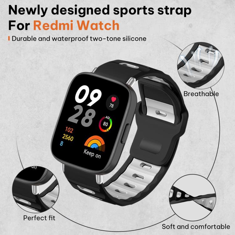 For Redmi Watch 3 xDfind Flat-head Dual-color Silicone Watch Band