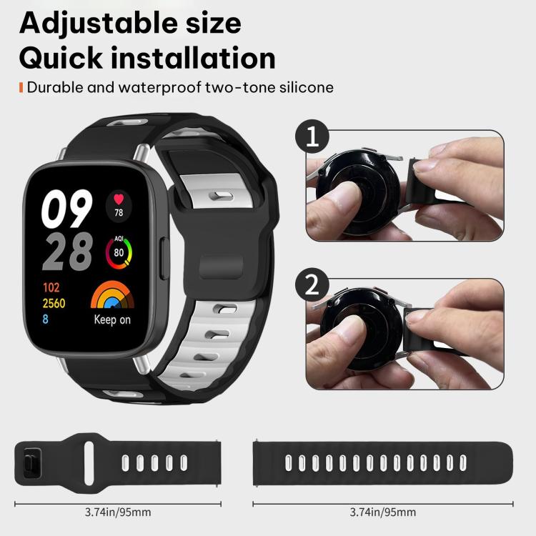 For Redmi Watch 3 xDfind Flat-head Dual-color Silicone Watch Band