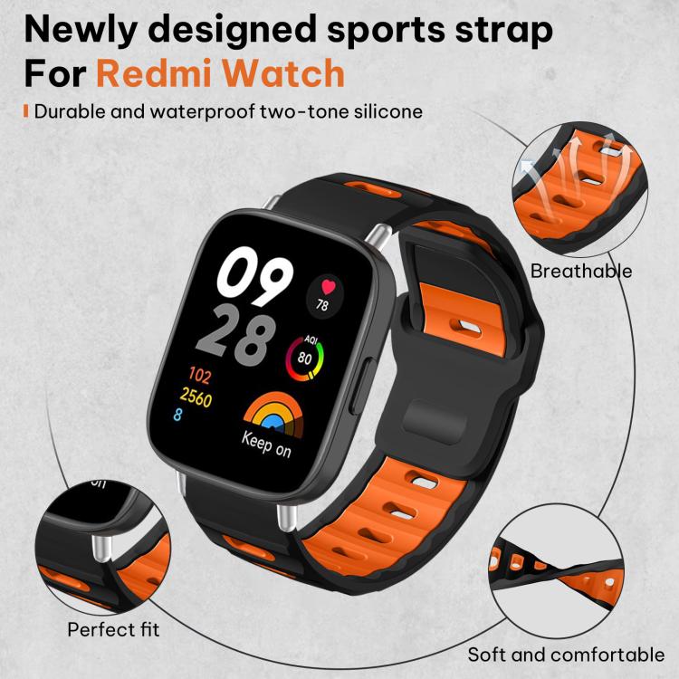 For Redmi Watch 3 xDfind Flat-head Dual-color Silicone Watch Band