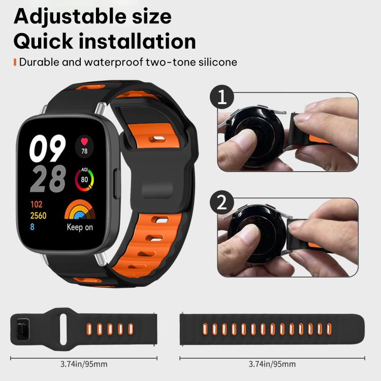 For Redmi Watch 3 xDfind Flat-head Dual-color Silicone Watch Band
