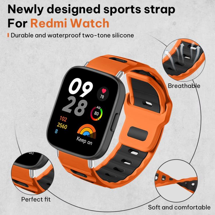 For Redmi Watch 3 xDfind Flat-head Dual-color Silicone Watch Band