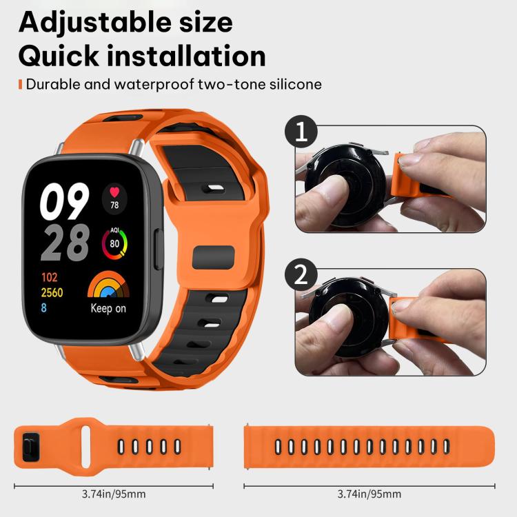 For Redmi Watch 3 xDfind Flat-head Dual-color Silicone Watch Band