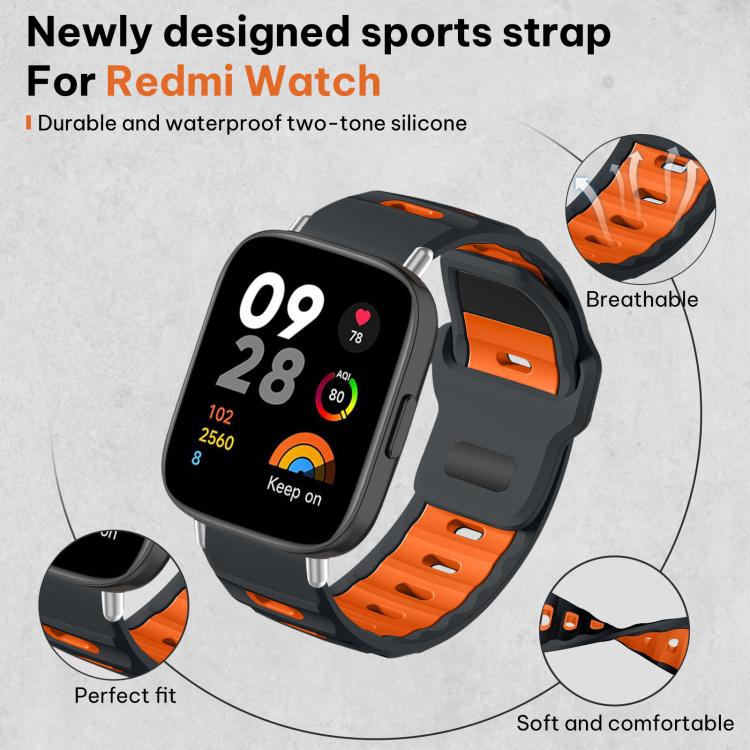 For Redmi Watch 3 xDfind Flat-head Dual-color Silicone Watch Band