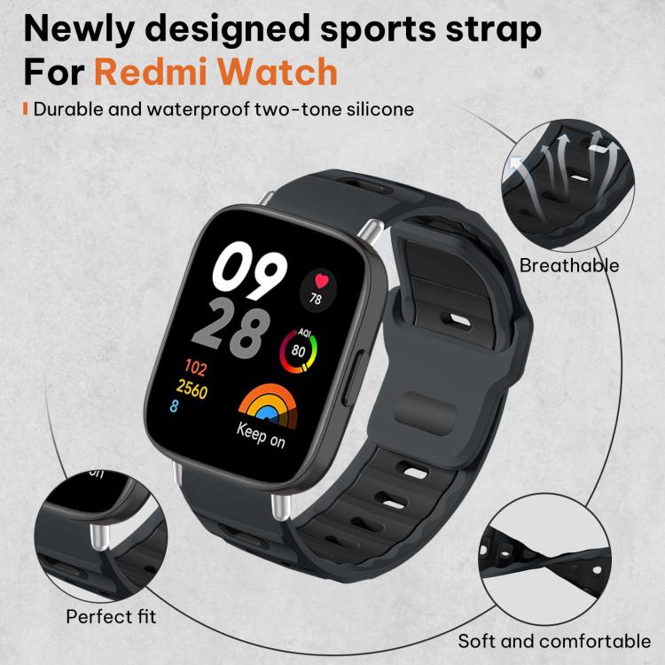 For Redmi Watch 3 xDfind Flat-head Dual-color Silicone Watch Band