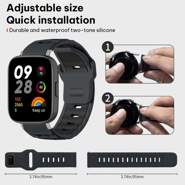 For Redmi Watch 3 xDfind Flat-head Dual-color Silicone Watch Band