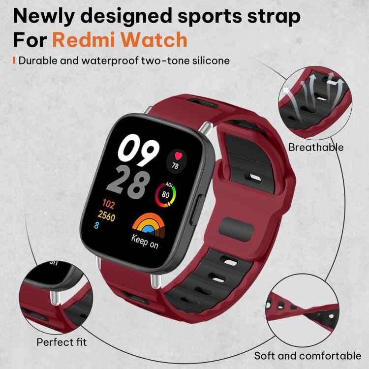 For Redmi Watch 3 xDfind Flat-head Dual-color Silicone Watch Band