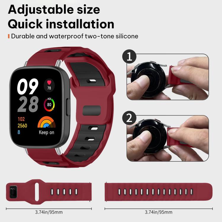 For Redmi Watch 3 xDfind Flat-head Dual-color Silicone Watch Band