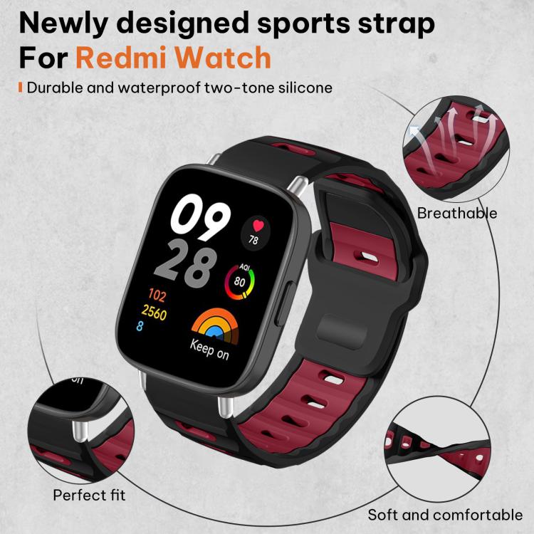 For Redmi Watch 3 xDfind Flat-head Dual-color Silicone Watch Band