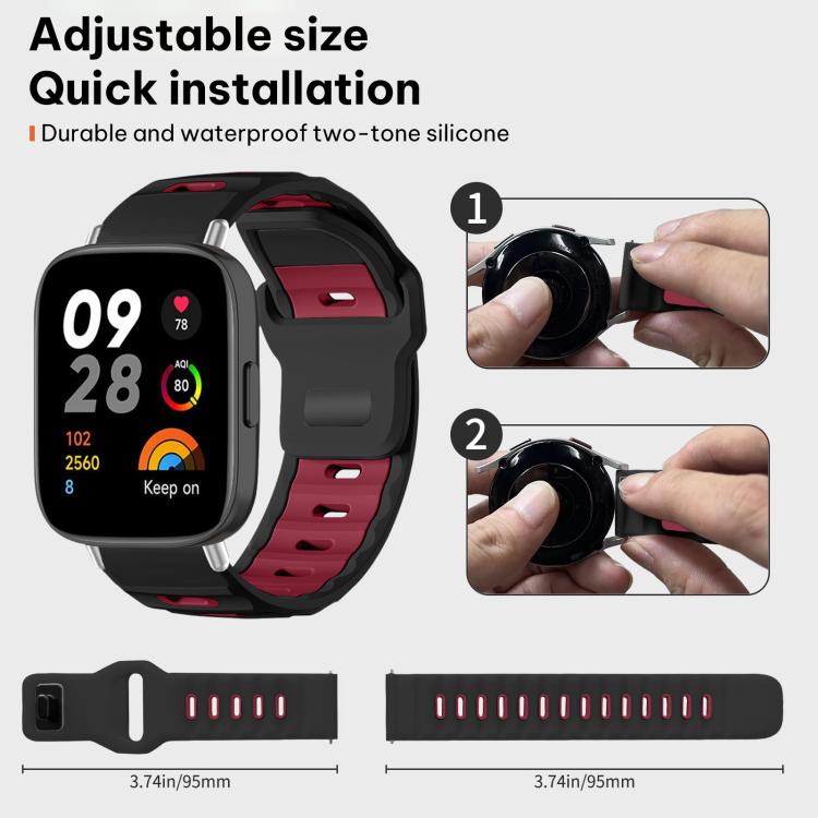 For Redmi Watch 3 xDfind Flat-head Dual-color Silicone Watch Band
