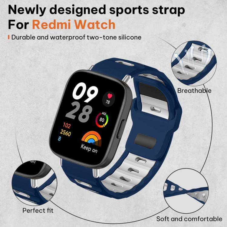 For Redmi Watch 3 xDfind Flat-head Dual-color Silicone Watch Band