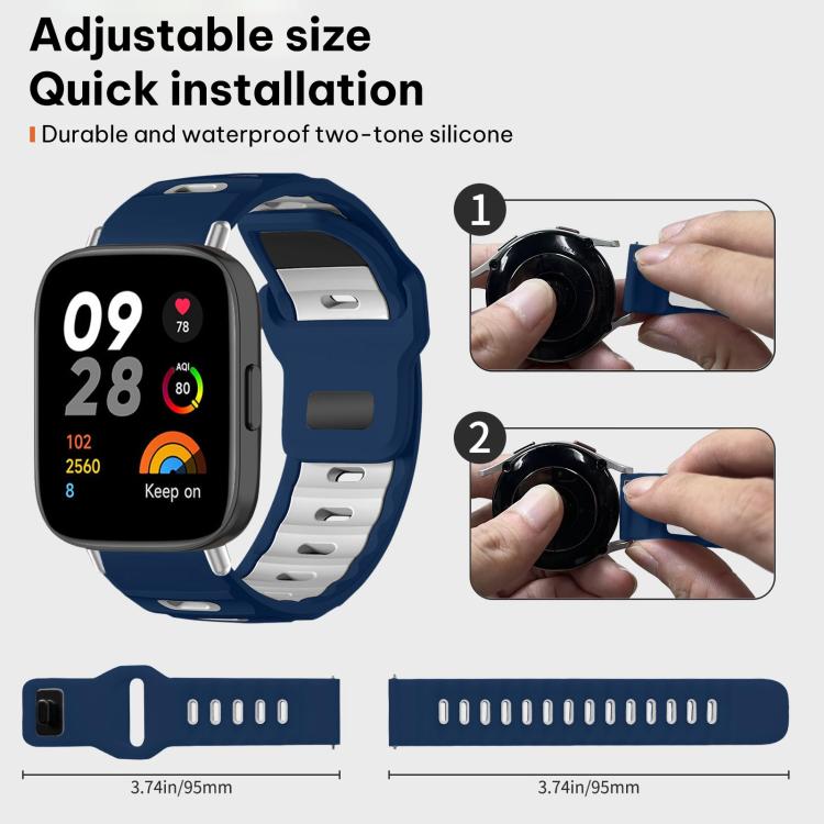 For Redmi Watch 3 xDfind Flat-head Dual-color Silicone Watch Band