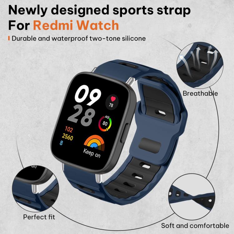 For Redmi Watch 3 xDfind Flat-head Dual-color Silicone Watch Band