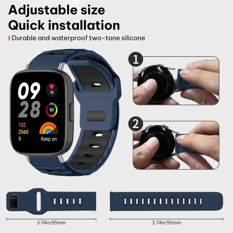 For Redmi Watch 3 xDfind Flat-head Dual-color Silicone Watch Band